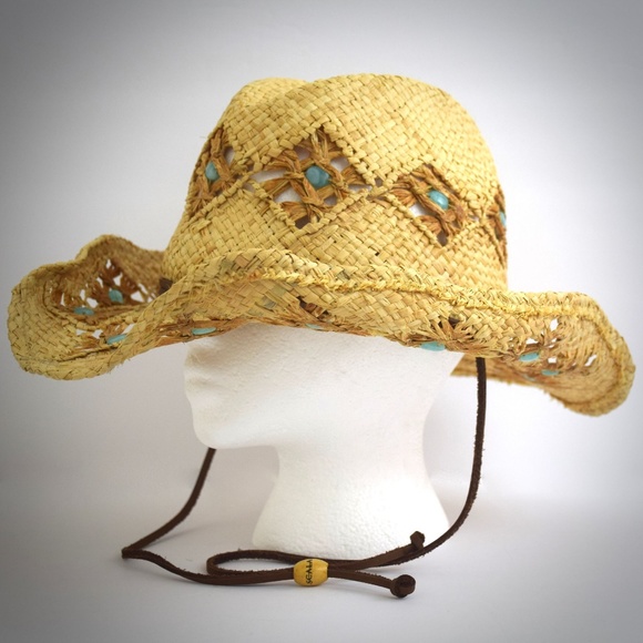 Scala Western Cowboy Sun Hat Woven Natural Fibers - Picture 4 of 8